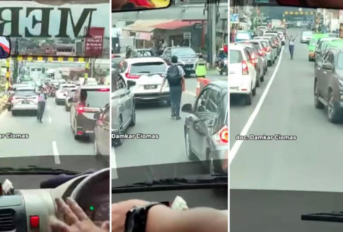 Viral! Pelajar Bantu Buka Jalan Mobil Damkar di Tengah Kemacetan, Banjir Pujian Warganet