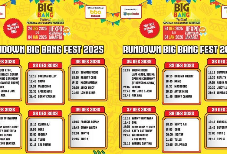 Rundown Big Bang Festival 2025 Hari Ini, Tutup Libur Akhir Pekan Nonton Tulus hingga Sal Priadi