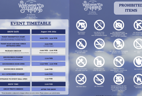 Rundown Konser Suho EXO di Tennis Indoor Senayan 10 Agustus 2024, Open Gate 13.30 WIB