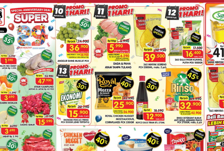 Katalog Promo Superindo Terbaru 10-13 Agustus 2026, Diskon Sunlight Pencuci Piring Rp19.900