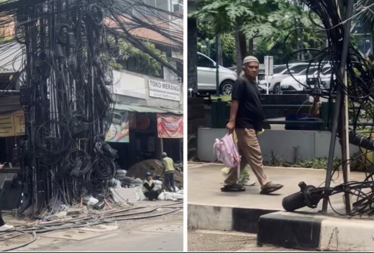 Viral di Medsos, Dinas Bina Marga Tata Kabel Semrawut di Kawasan Kuningan
