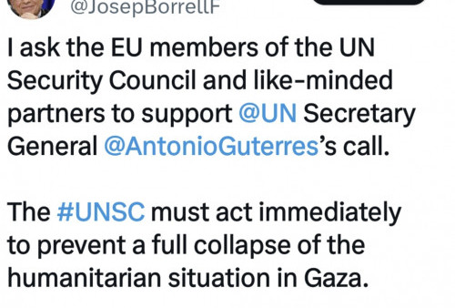 Sekjend PBB Keluarkan Jurus Pasal 99 Untuk Hentikan Perang di Gaza, Uni Eropa Desak Dewan Keamanan PBB untuk Bertindak