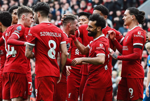 Gol Salah Bikin Liverpool Naik ke Puncak Klasemen Liga Inggris, The Reds Menang Comeback 2-1 atas Brighton 