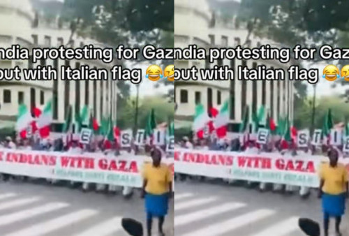 Viral! India Gelar Aksi Bela Palestina, Tapi Kok Bawanya Bendera Italia?