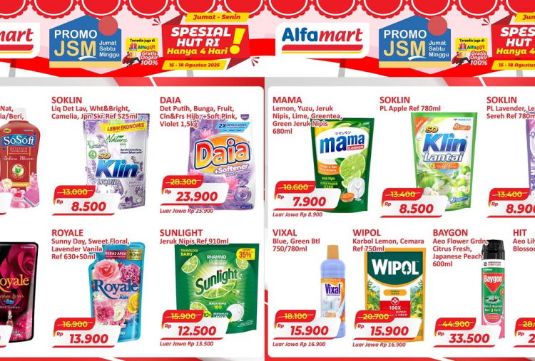 Promo JSM Alfamart Hari Ini 17 Agustus 2025 Spesial HUT RI, Sabun Mama Lemon Cuma Rp7 Ribuan