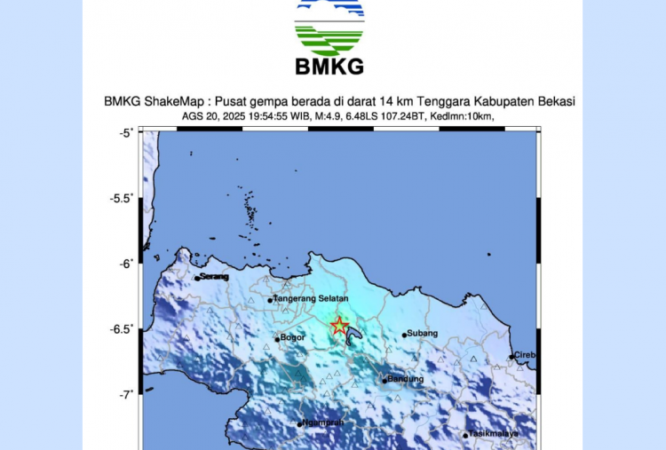 BMKG Ungkap Gempa Bekasi Dipicu Adanya Aktivitas Sesar Naik Busur Belakang Jawa Barat