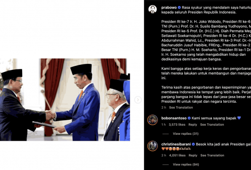 Prabowo Haturkan Terima Kasih kepada Semua Presiden RI, Dari Soekarno hingga Jokowi