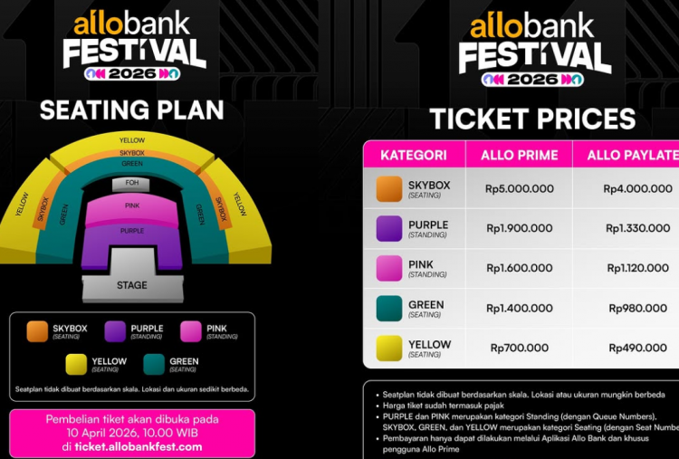 Harga Tiket Allo Bank Festival 2026 Dijual Mulai Rp490 Ribu, Cek Cara Belinya