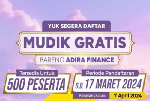 Mudik Gratis Adira Finance Dibuka Tujuan Jateng-Jabar, Tersedia Buat 500 Peserta!