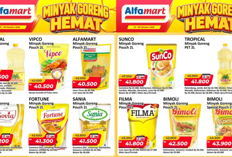 Promo Alfamart Terbaru Pekan Ini 5-9 Oktober 2026, Minyak Goreng Tropical 1,5 Liter Rp33 Ribuan!