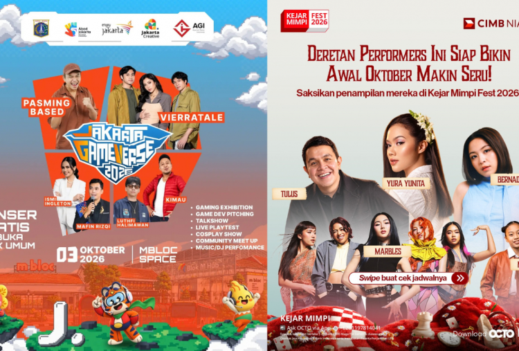 4 Konser Gratis Jabodetabek 3-4 Oktober 2026, Karaoke Bareng Tulus, Yura Yunita hingga Vierratale!