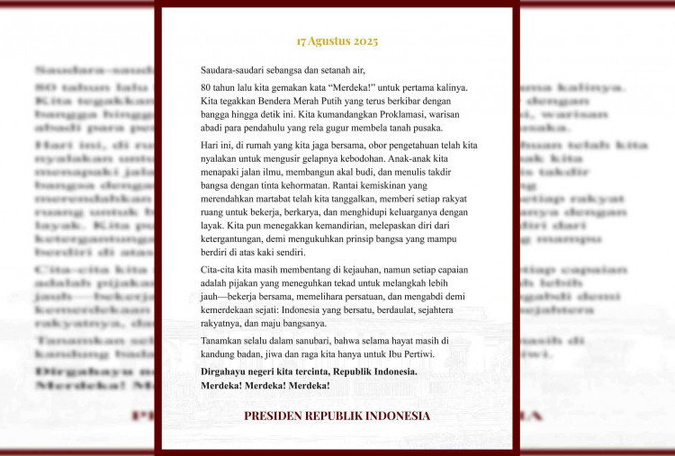 Inilah Isi Lengkap Pidato Prabowo di Upacara Detik-detik Proklamasi HUT ke-80 RI