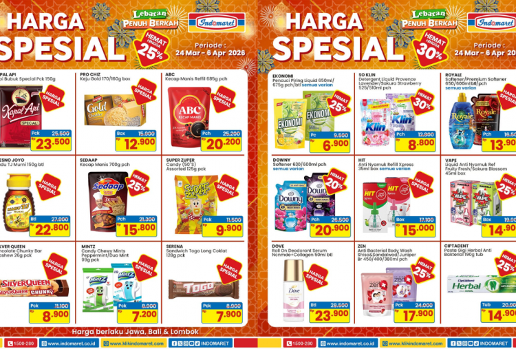 Promo Indomaret Terbaru Hari ini 28 Maret 2026, Ada Diskon Detergent Pencuci Baju Cuma Rp8 Ribuan