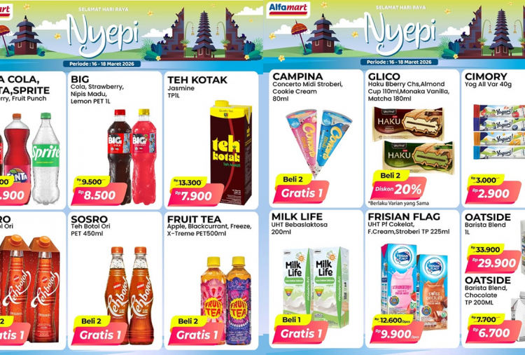 Promo Alfamart Minggu Ini 16-18 Maret 2026, Spesial Nyepi Beli 2 Teh Sosro Gratis 1