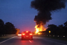 Detik-Detik Mobil Tangki Terbakar di Tol Cipali KM 185A, Jalur Arah Cirebon Lumpuh