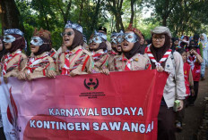 Pramuka Penggalang Kwarran Sawangan Antusia Ikut Jambore Cabang IV Kota Depok