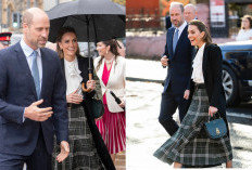 Kate Middleton Hujan-Hujanan Bareng Pangeran William, Rok Tartan Curi Perhatian